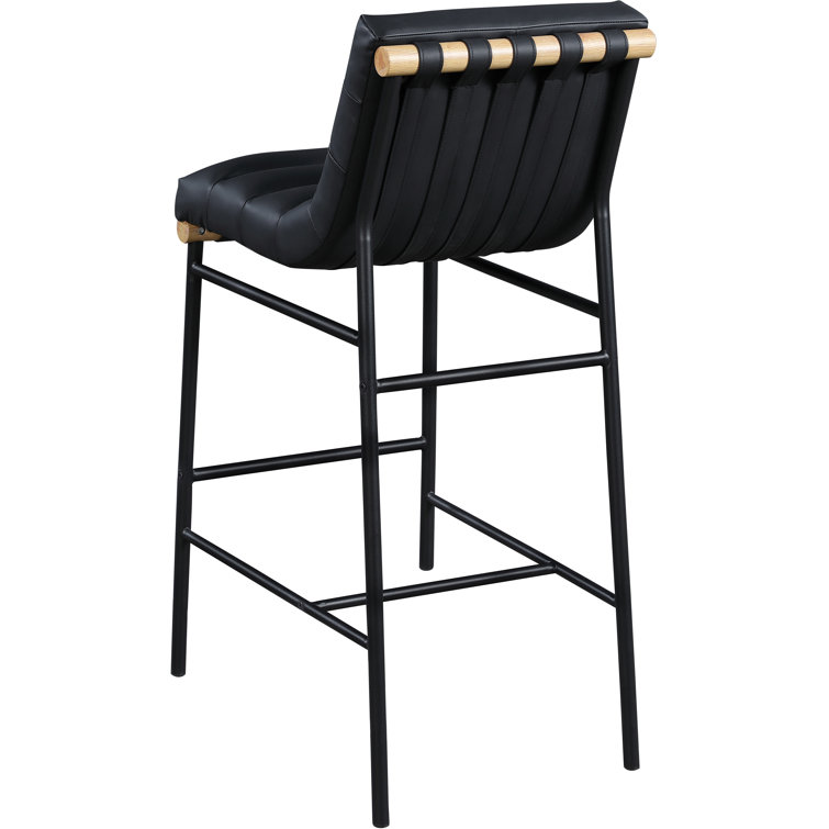 Black Faux Leather and Oak Counter Stool