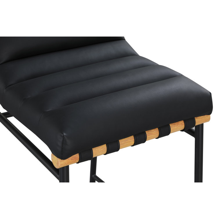 Black Vegan Leather Counter Stool with Iron Frame