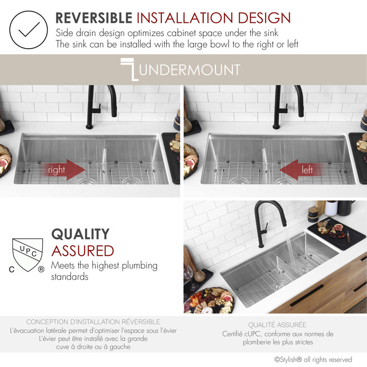 Versa 36" Stainless Steel Double Bowl Workstation Kitchen Sink