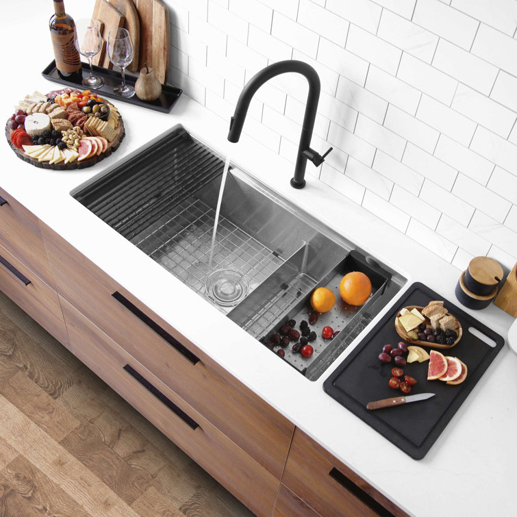Versa 36" Stainless Steel Double Bowl Workstation Kitchen Sink