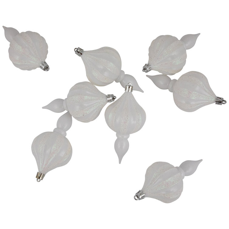 White Shatterproof Plastic Finial Christmas Ornaments Set