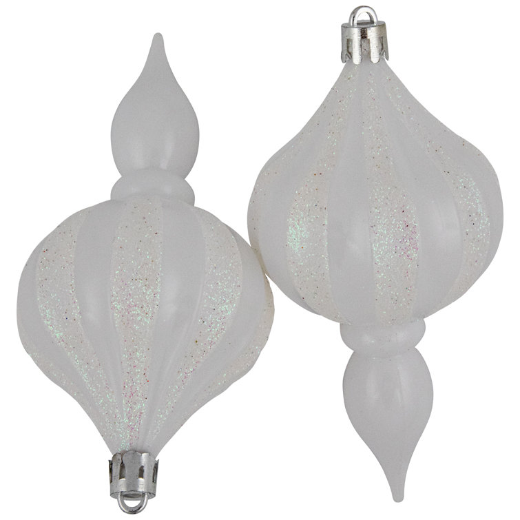 White Shatterproof Plastic Finial Christmas Ornaments Set