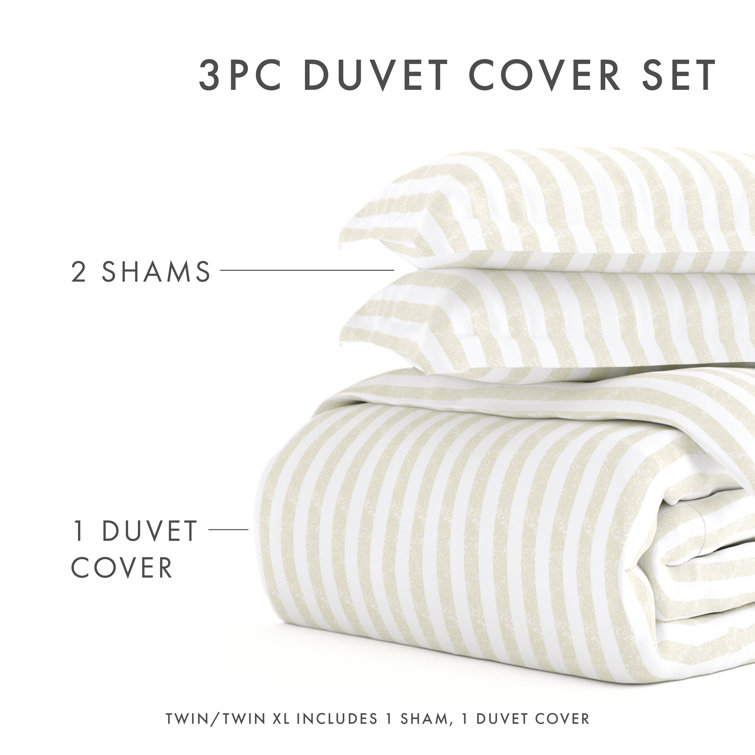 IEnjoy Home Becky Cameron Puffed Rugged Stripe Duvet Cover Set
