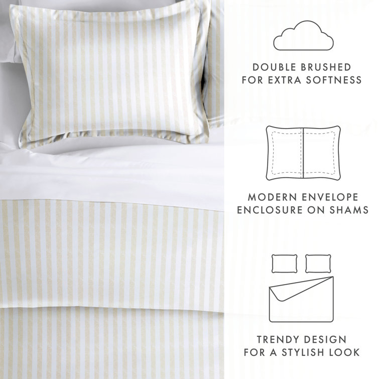 IEnjoy Home Becky Cameron Puffed Rugged Stripe Duvet Cover Set
