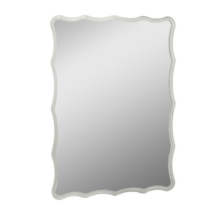 Contour Scalloped Beveled Frameless Wall Mirror 30" x 22"