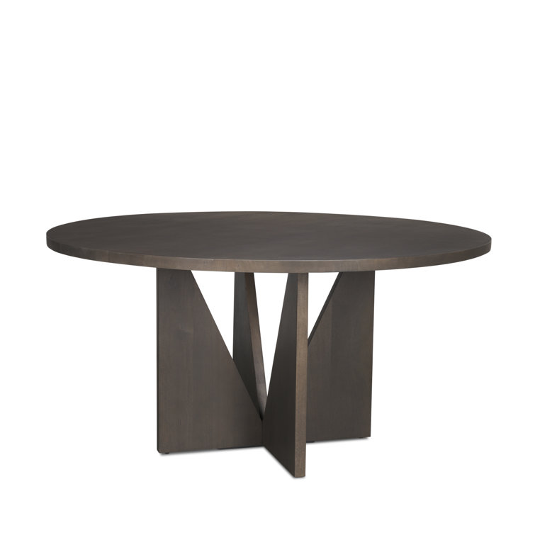 60'' Dark Brown Solid Wood Round Pedestal Dining Table