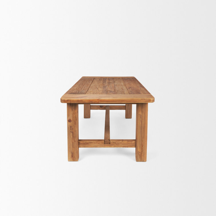 Nonnie Natural Brown Solid Pine Rectangular Trestle Dining Table