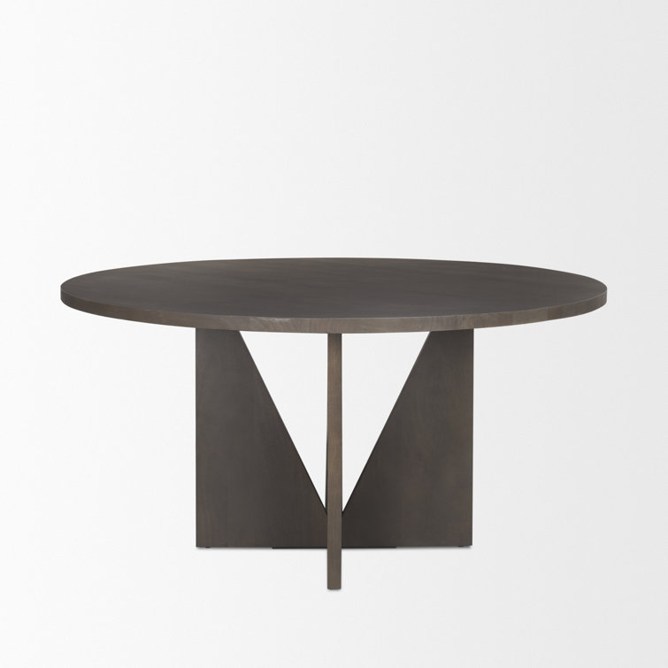 60'' Dark Brown Solid Wood Round Pedestal Dining Table