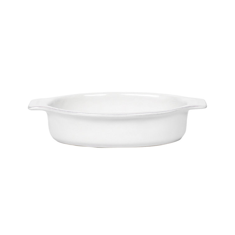 Whitewash Ceramic Oval Baker 12.5"