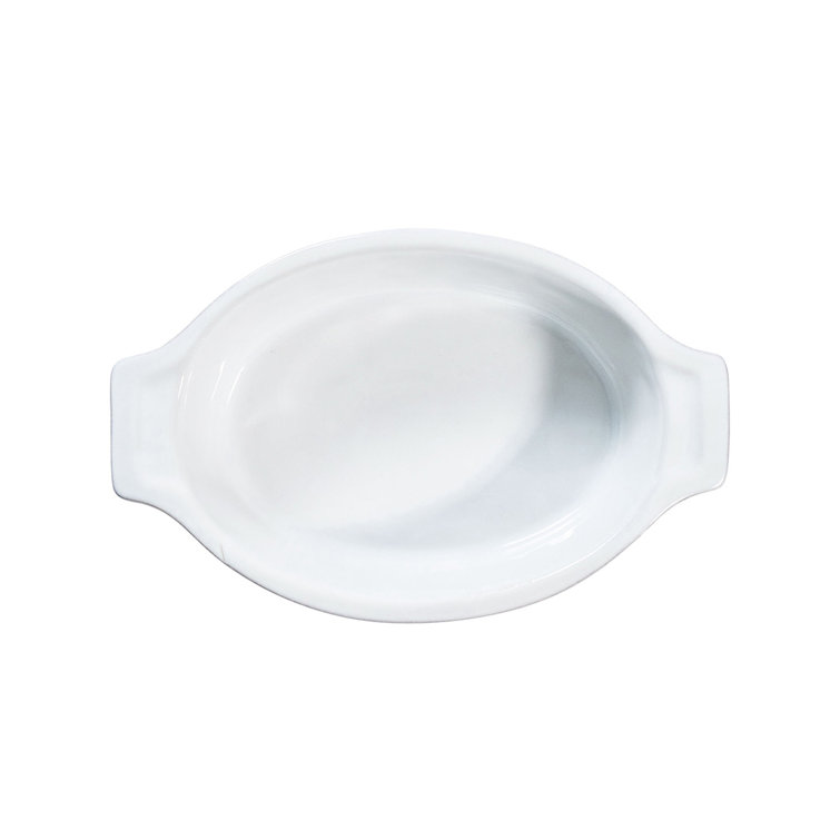 Whitewash Ceramic Oval Baker 12.5"