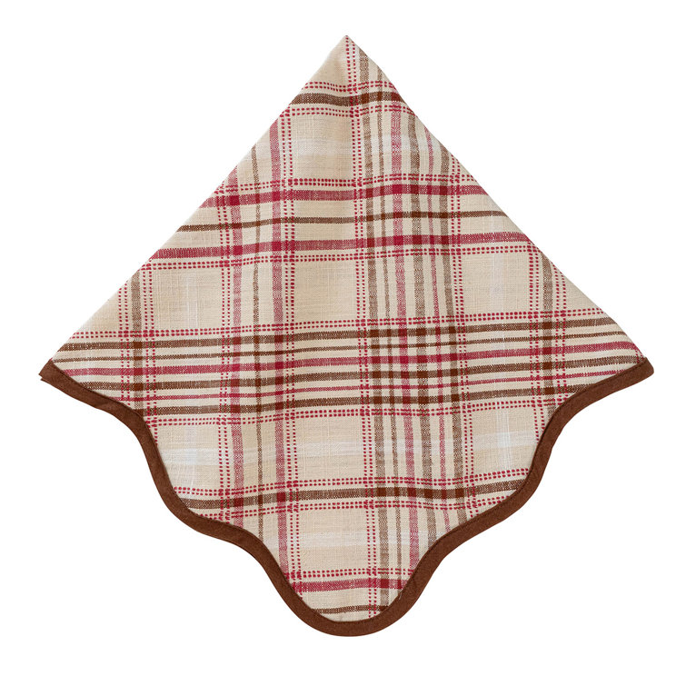 Harvest Tartan Cotton Scalloped Edge Napkin