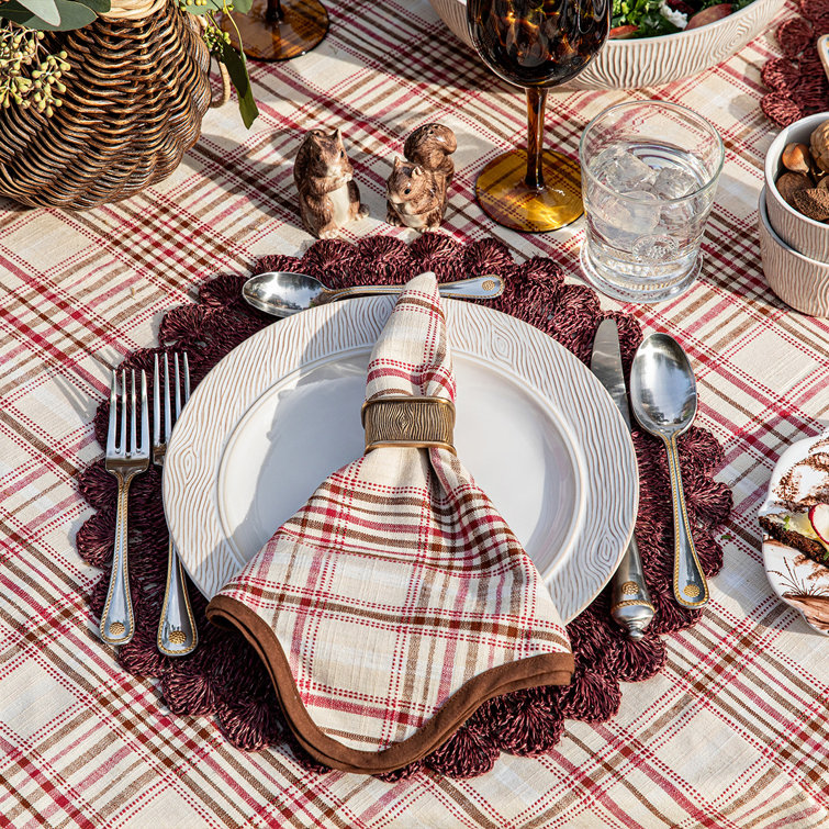 Harvest Tartan Cotton Scalloped Edge Napkin