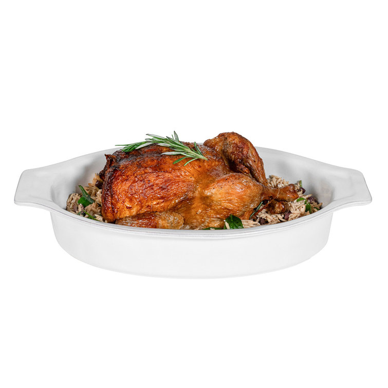 Whitewash Ceramic Oval Baker 15.75" x 10"