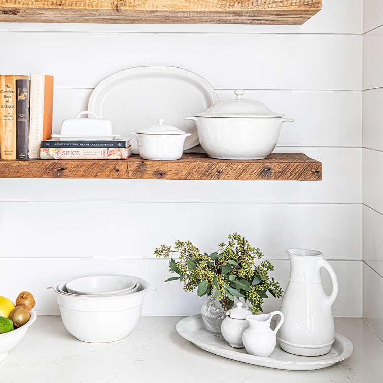 Whitewash Ceramic Oval Baker 15.75" x 10"
