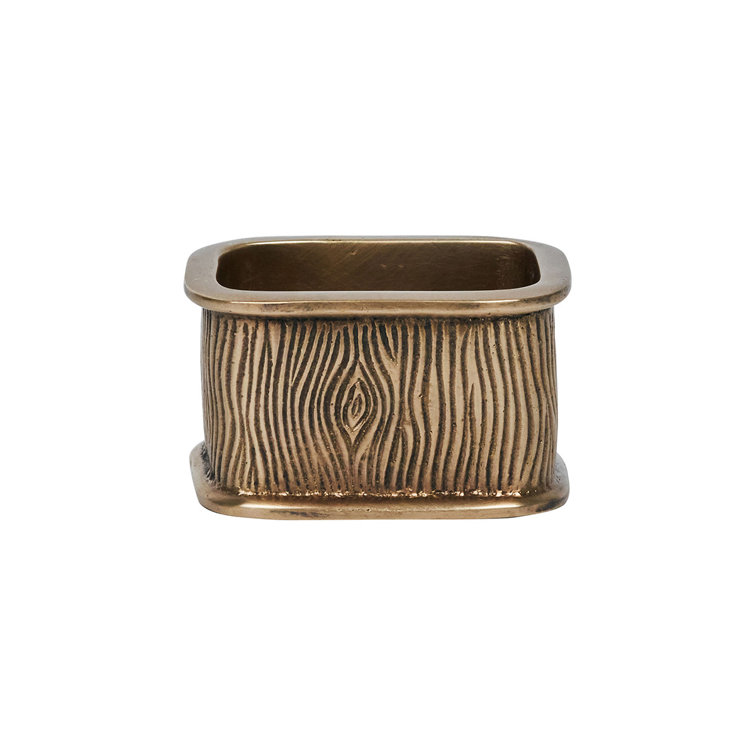 Rectangular Brass and Oak Woodgrain Napkin Ring