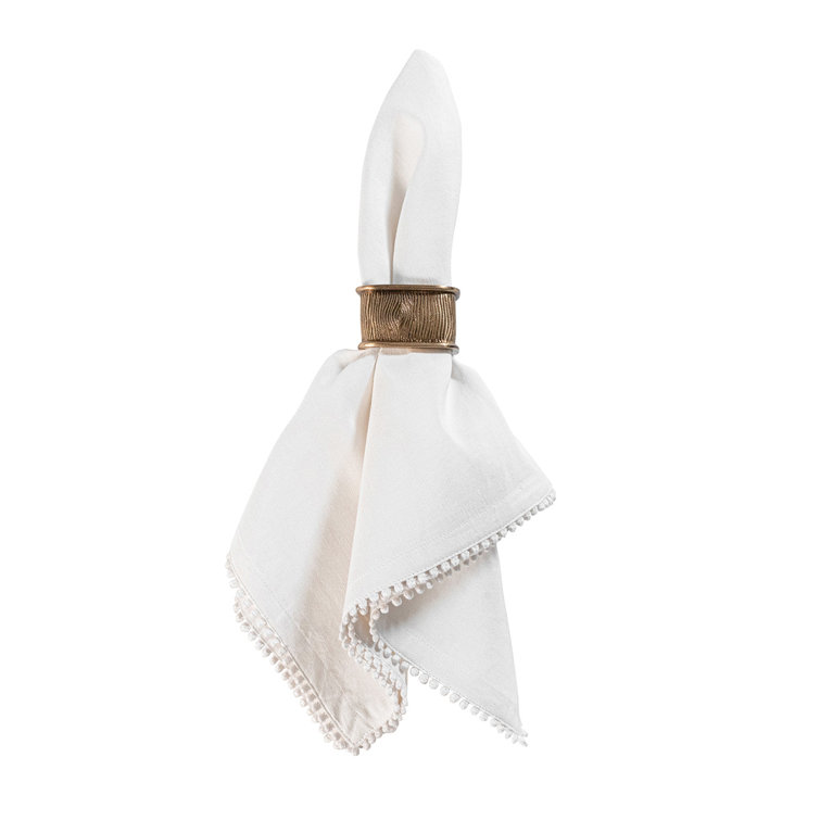 Rectangular Brass and Oak Woodgrain Napkin Ring