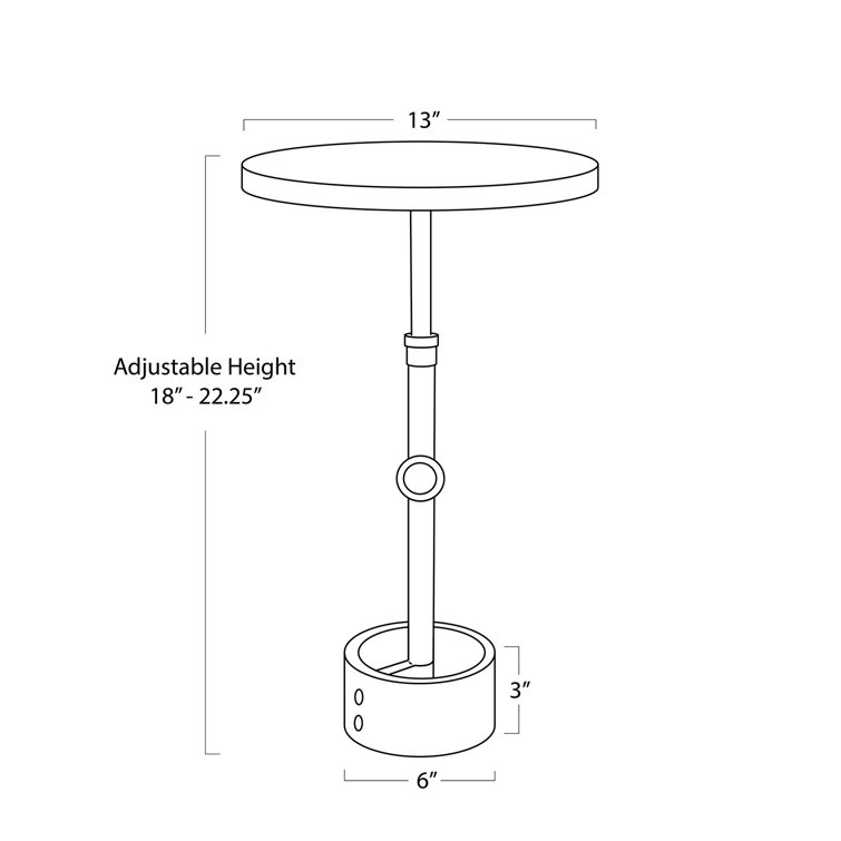 Adjustable Height Round Marble and Metal Accent Table