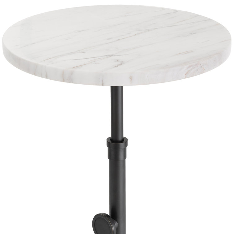 Adjustable Height Round Marble and Metal Accent Table