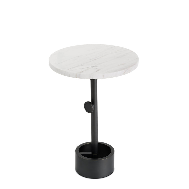 Adjustable Height Round Marble and Metal Accent Table