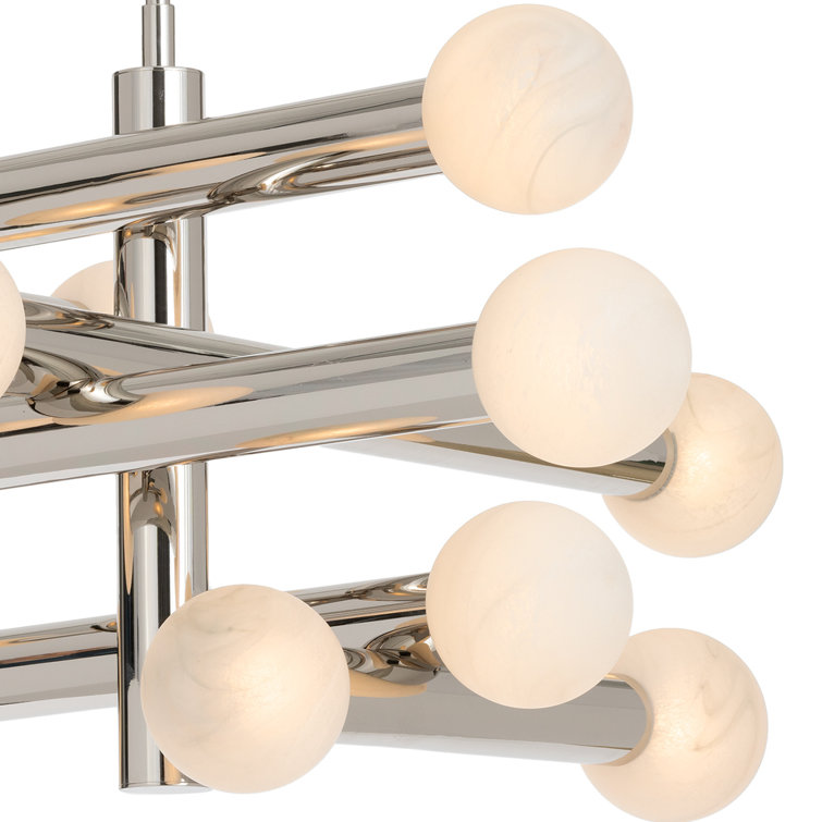 Polished Nickel 12-Light Sputnik Chandelier with Glass Globes