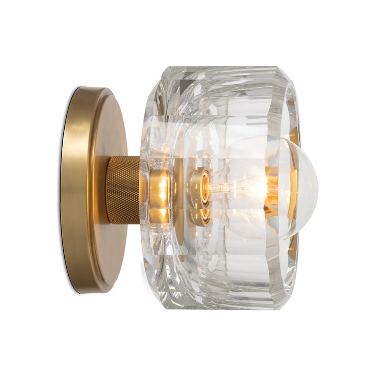 Natural Brass Crystal Flush Mount Ceiling Light