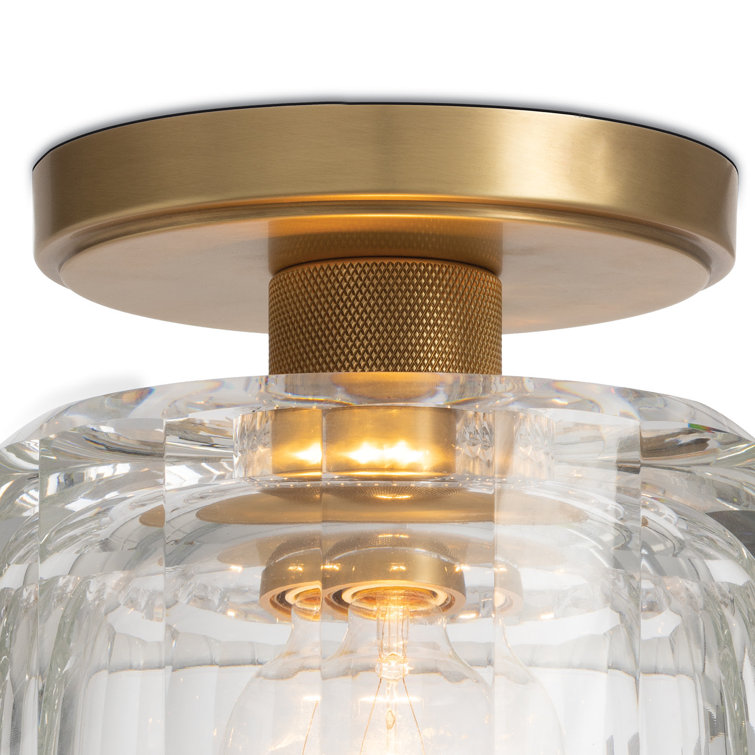Natural Brass Crystal Flush Mount Ceiling Light