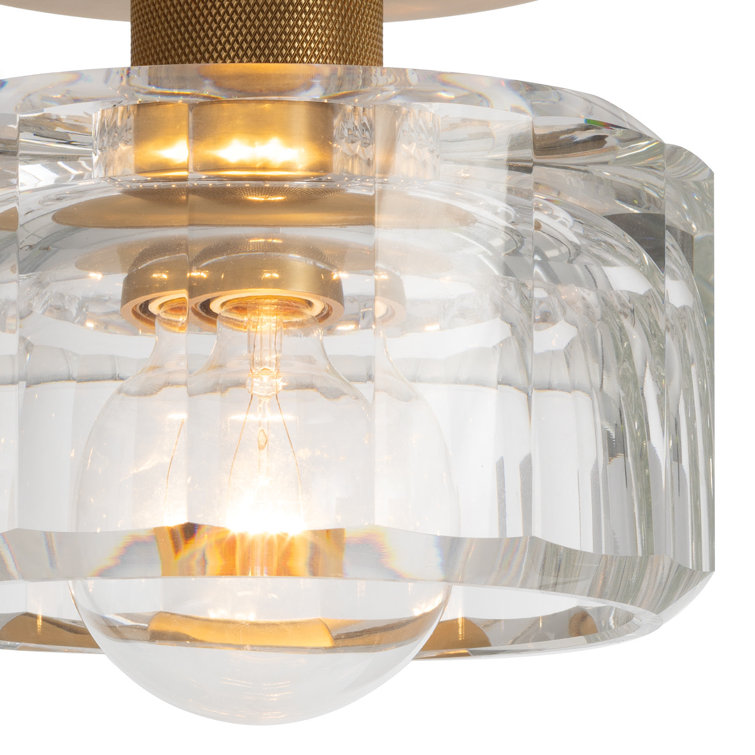 Natural Brass Crystal Flush Mount Ceiling Light