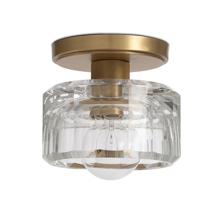 Natural Brass Crystal Flush Mount Ceiling Light