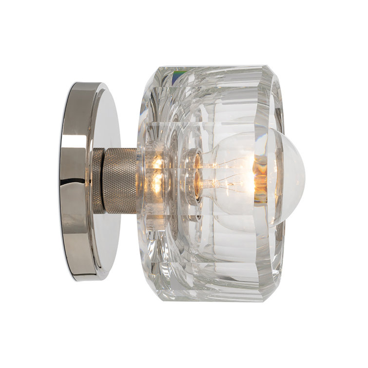 Polished Nickel Crystal Flush Mount Light Fixture