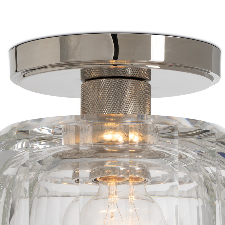 Polished Nickel Crystal Flush Mount Light Fixture
