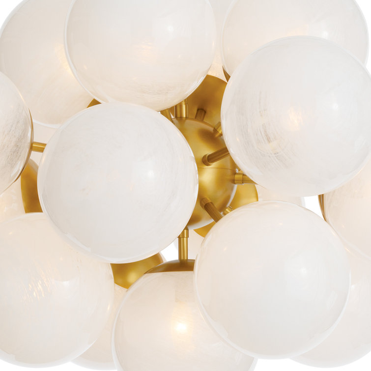 Natural Brass Sputnik Chandelier with Swirl Glass Globes