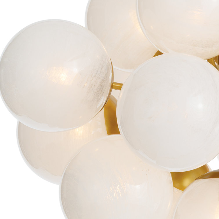 Natural Brass Sputnik Chandelier with Swirl Glass Globes