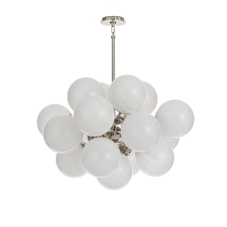 Polished Nickel 17-Light Sputnik Chandelier with Swirl Glass Globes