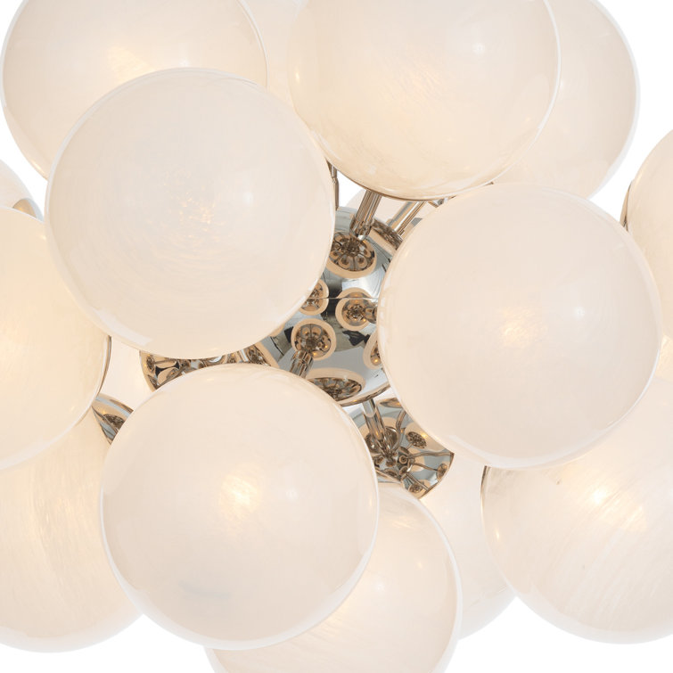 Polished Nickel 17-Light Sputnik Chandelier with Swirl Glass Globes