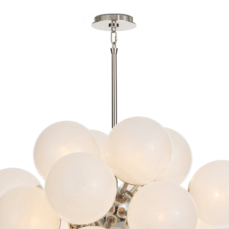 Polished Nickel 17-Light Sputnik Chandelier with Swirl Glass Globes