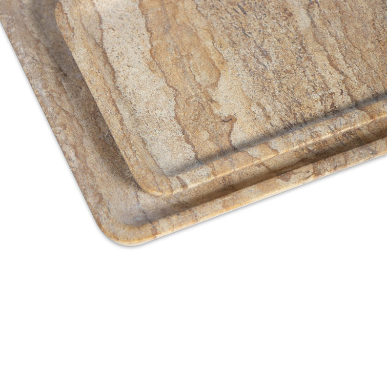 Natural Sand Marble Tray Set of 2