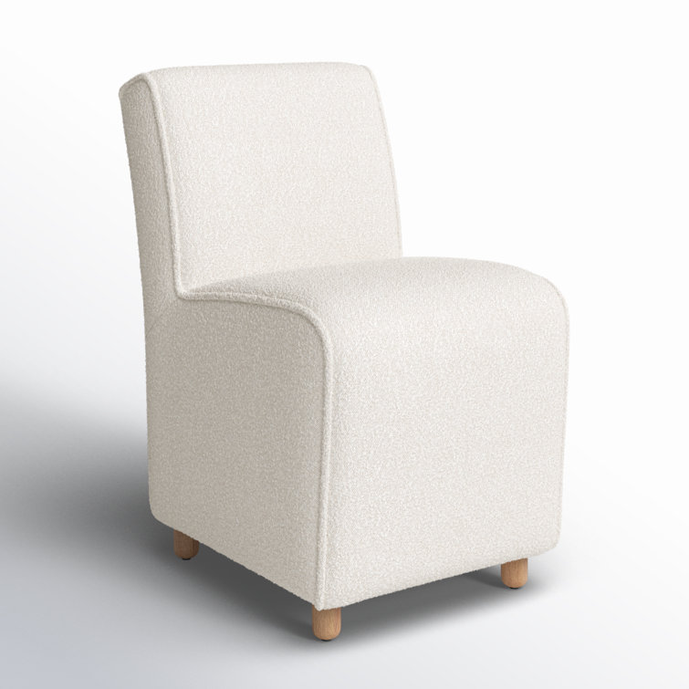 Knoll Natural Upholstered Linen Side Chair with Beech Wood Legs