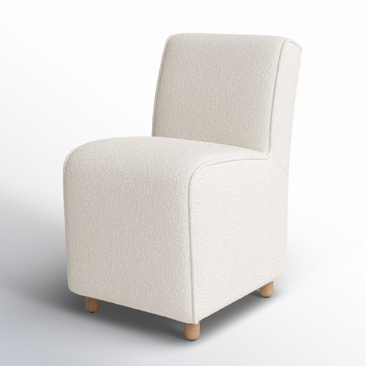 Knoll Natural Upholstered Linen Side Chair with Beech Wood Legs