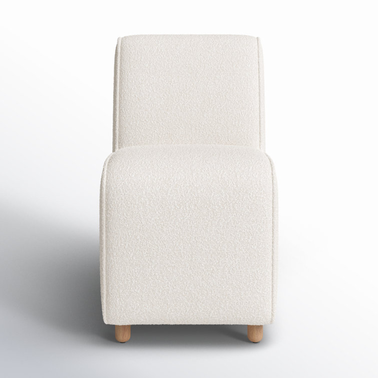 Knoll Natural Upholstered Linen Side Chair with Beech Wood Legs