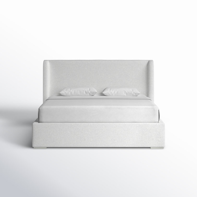 Queen Size White Upholstered Box-Spring Bed