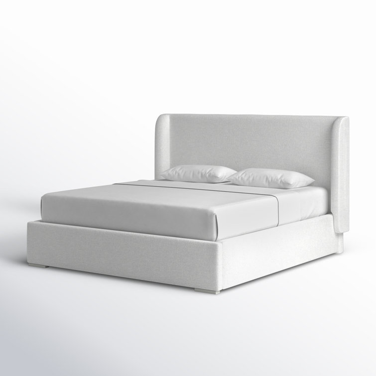 Queen Size White Upholstered Box-Spring Bed