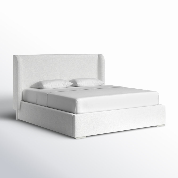 Queen Size White Upholstered Box-Spring Bed