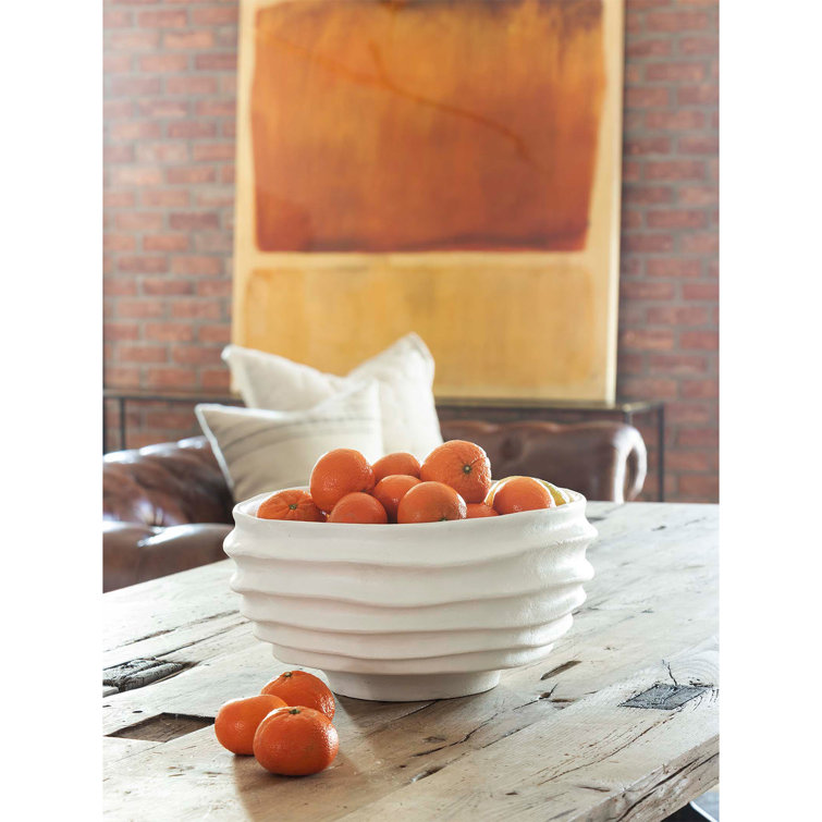 Handcrafted White Sculpted Metal Decorative Bowl