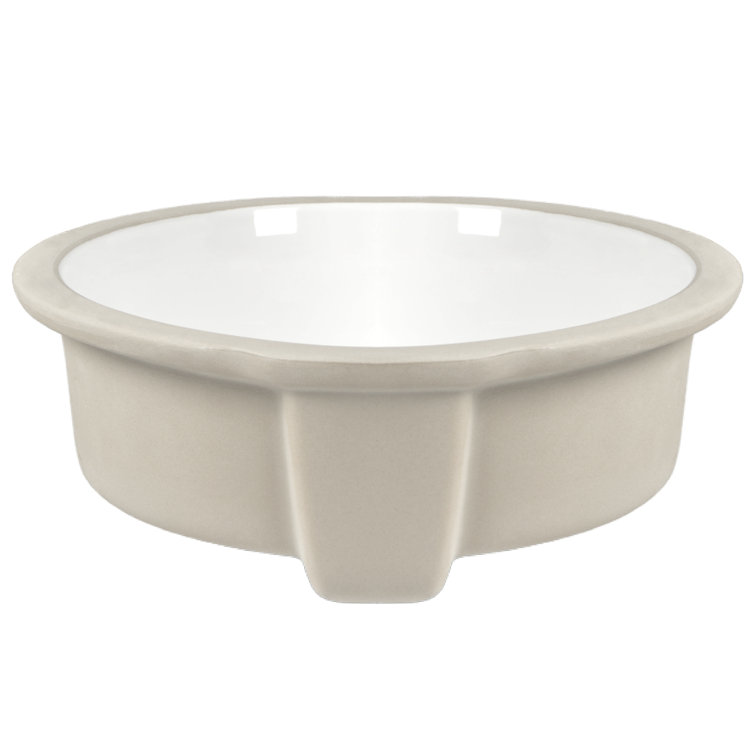 16" White Ceramic Round Undermount Bathroom Sink with Overflow