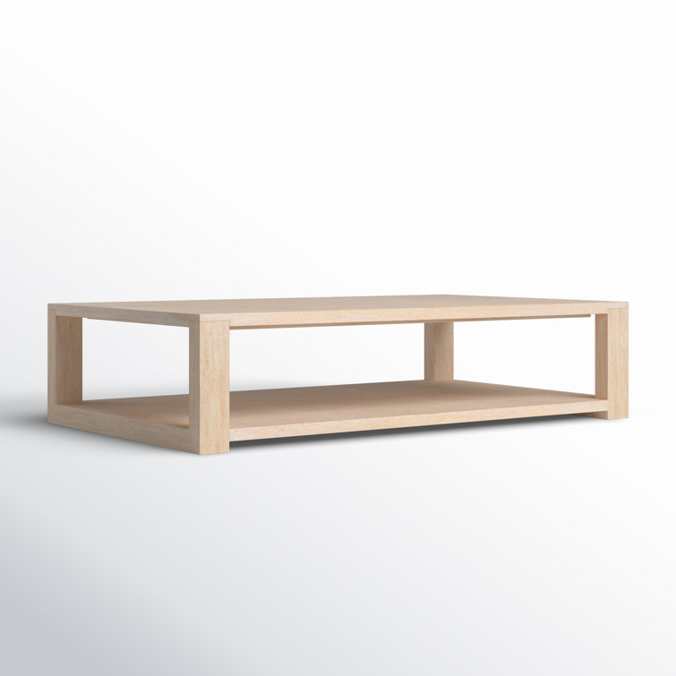 Natural Rectangular Wood Coffee Table with Storage