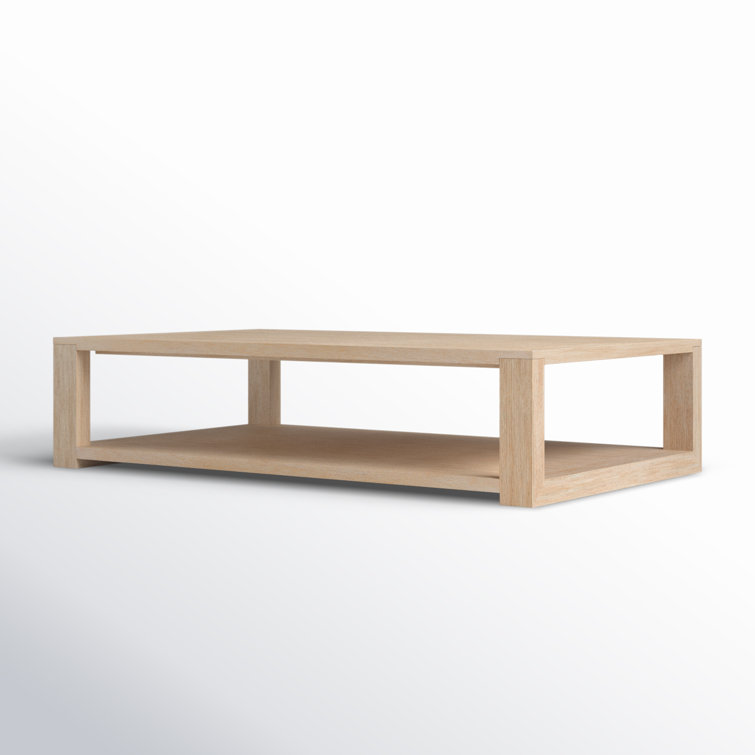 Natural Rectangular Wood Coffee Table with Storage