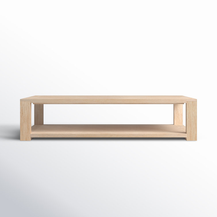 Natural Rectangular Wood Coffee Table with Storage