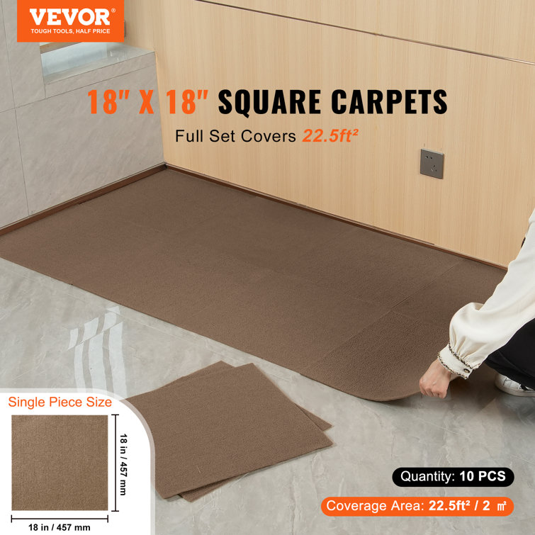 18'' x 18'' Brown Polyester Peel and Stick Carpet Tiles