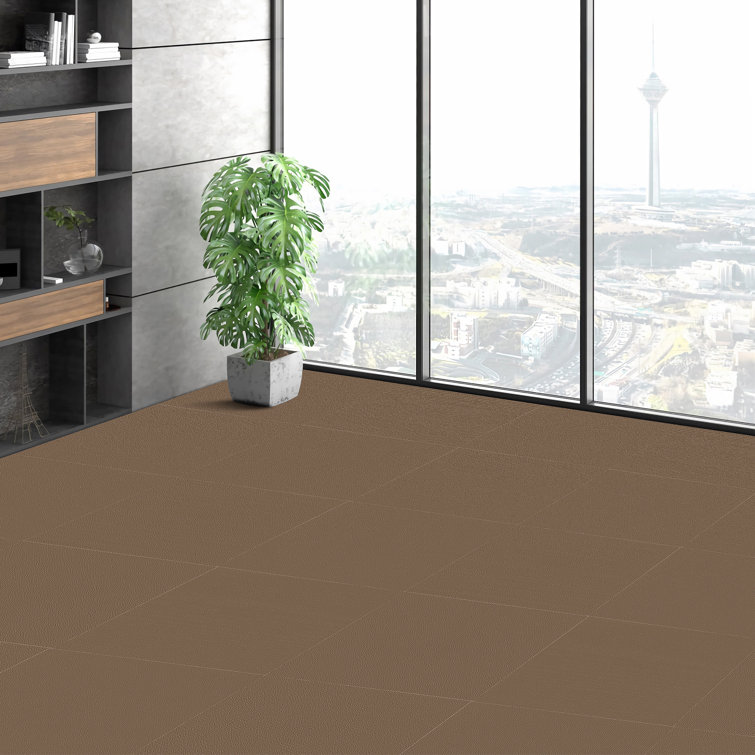 18'' x 18'' Brown Polyester Peel and Stick Carpet Tiles
