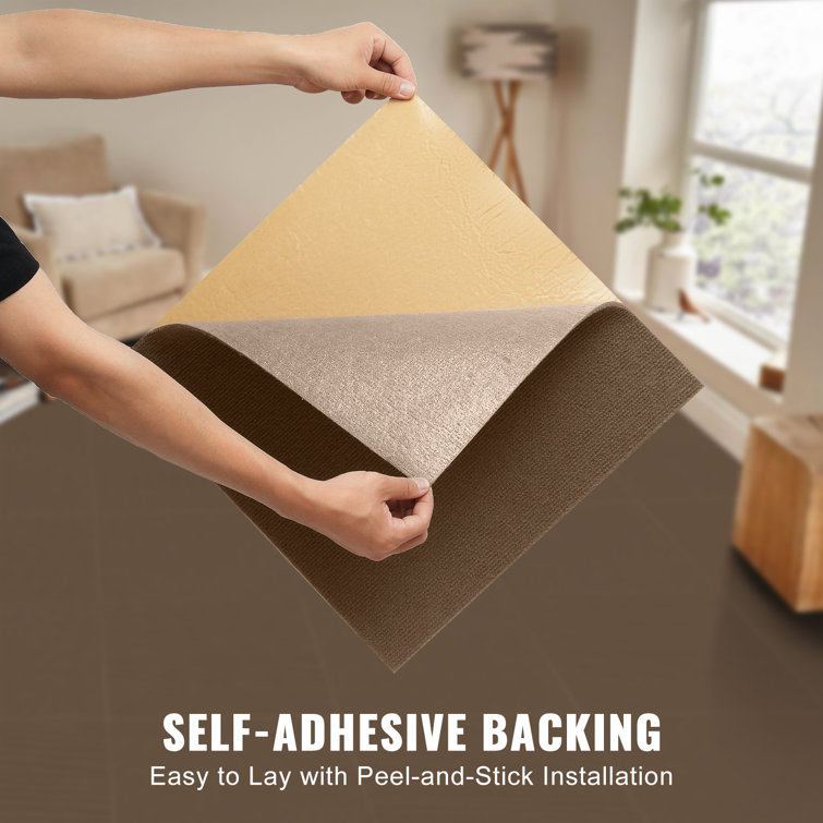 18'' x 18'' Brown Polyester Peel and Stick Carpet Tiles